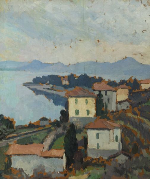 MASSIMO QUAGLINO Refrancore (AT) 1899 - 1982 Torino : Paesaggio costiero anni '30  - Asta Dipinti  - Associazione Nazionale - Case d'Asta italiane