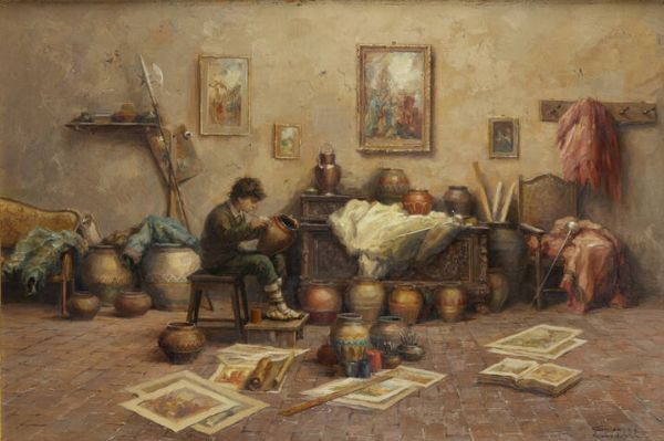 GIUSEPPE GHEDUZZI Crespellano (BO) 1889 - 1957 Torino : Bottega dell'antiquario  - Asta Dipinti  - Associazione Nazionale - Case d'Asta italiane