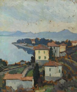 MASSIMO QUAGLINO Refrancore (AT) 1899 - 1982 Torino - Paesaggio costiero anni '30