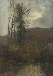 DELLEANI LORENZO (scuola di) - Giornata grigia (In collina) o Viottolo sui monti 1/09/1897