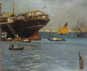 DOMENICO DE BERNARDI Besozzo (VA) 1892 - 1963 - Nella laguna-Venezia 1920