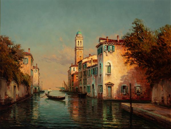 Antoine Bouvard : Gondoliere a Venezia  - Asta Importanti Dipinti e Sculture / Arte Figurativa tra XIX e XX Secolo - Associazione Nazionale - Case d'Asta italiane