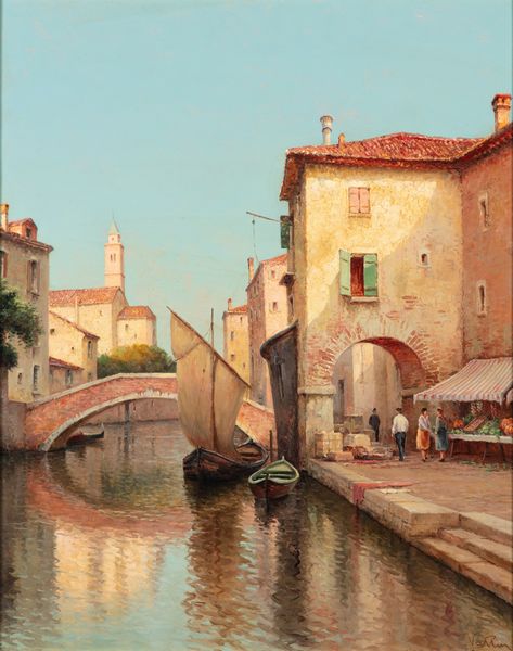 Hugo  Golli, detto Vallin : Mercato a Chioggia  - Asta Importanti Dipinti e Sculture / Arte Figurativa tra XIX e XX Secolo - Associazione Nazionale - Case d'Asta italiane