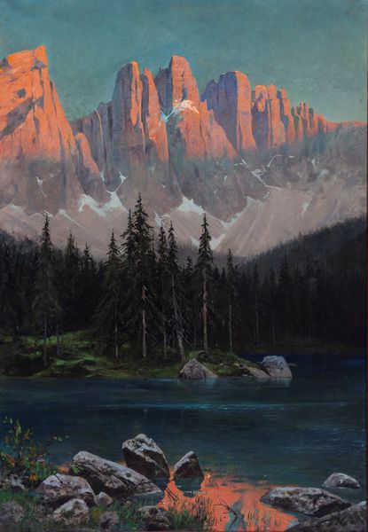 Ernst Platz : Dolomiti, tramonto sul gruppo del Catinaccio  - Asta Importanti Dipinti e Sculture / Arte Figurativa tra XIX e XX Secolo - Associazione Nazionale - Case d'Asta italiane