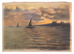 Fausto Zonaro - Bosforo al tramonto