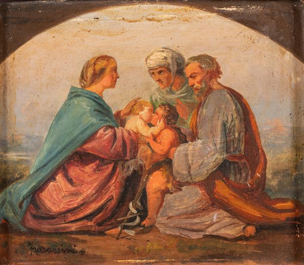 Cesare Fracassini : Sacra Famiglia  - Asta Dipinti, Sculture e Grafiche / Arte Figurativa tra XIX e XX Secolo - Associazione Nazionale - Case d'Asta italiane