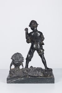 Giovanni De Martino : Guardiano dei tacchini  - Asta Dipinti, Sculture e Grafiche / Arte Figurativa tra XIX e XX Secolo - Associazione Nazionale - Case d'Asta italiane