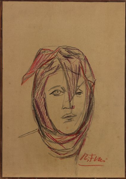 Achille Funi : Ritratto femminile con foulard  - Asta Arte Moderna e Contemporanea - Associazione Nazionale - Case d'Asta italiane