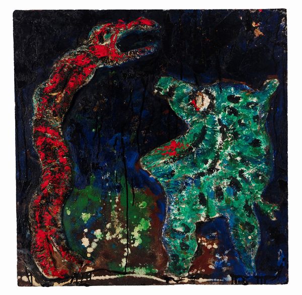 ENRICO BAJ : Nella notte il serpente rosso affront il Tricotril  - Asta Arte Moderna e Contemporanea - Associazione Nazionale - Case d'Asta italiane