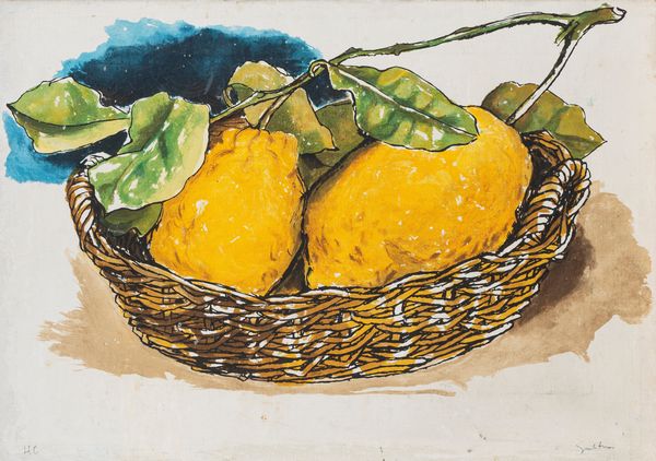 Renato Guttuso : Natura morta con cesto di limoni  - Asta Grafica Internazionale e Multipli d'Autore - Associazione Nazionale - Case d'Asta italiane