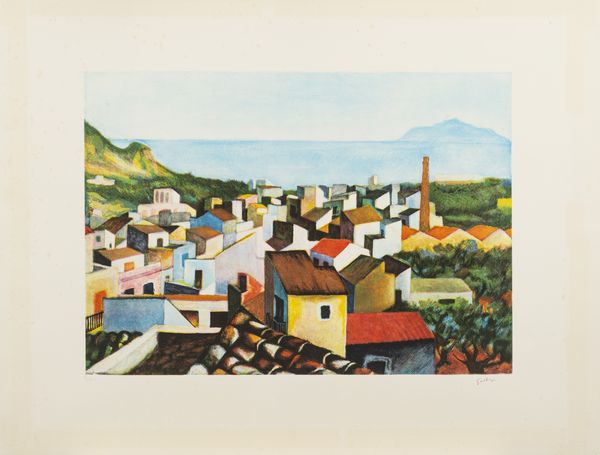 Renato Guttuso : Veduta di Bagheria  - Asta Grafica Internazionale e Multipli d'Autore - Associazione Nazionale - Case d'Asta italiane