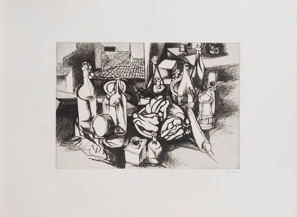 Renato Guttuso : Natura morta con tetti e peperoni  - Asta Grafica Internazionale e Multipli d'Autore - Associazione Nazionale - Case d'Asta italiane