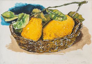 Renato Guttuso - Natura morta con cesto di limoni