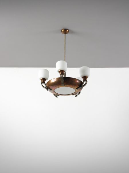 MANIFATTURA ITALIANA : Lampada da soffitto a cinque luci  - Asta Asta 494 | DESIGN E ARTI DECORATIVE DEL NOVECENTO Online - Associazione Nazionale - Case d'Asta italiane