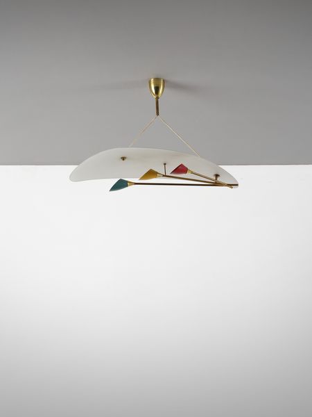 MANIFATTURA ITALIANA : Lampada a sospensione a tre luci  - Asta Asta 494 | DESIGN E ARTI DECORATIVE DEL NOVECENTO Online - Associazione Nazionale - Case d'Asta italiane