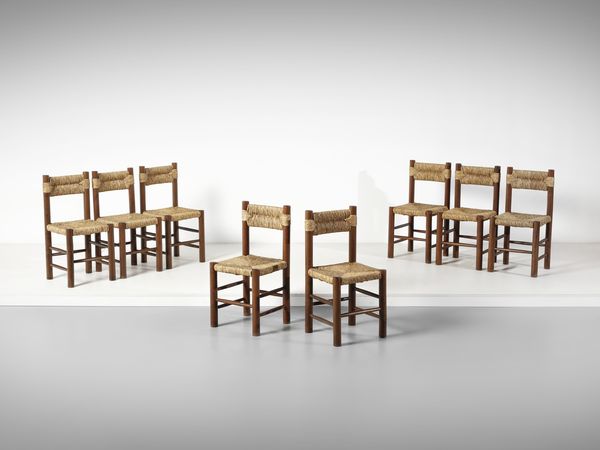 PERRIAND CHARLOTTE  (1903 - 1999) : nello stile di. Otto sedie  - Asta Asta 494 | DESIGN E ARTI DECORATIVE DEL NOVECENTO Online - Associazione Nazionale - Case d'Asta italiane