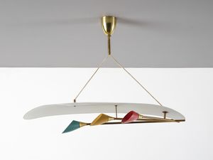 MANIFATTURA ITALIANA : Lampada a sospensione a tre luci  - Asta Asta 494 | DESIGN E ARTI DECORATIVE DEL NOVECENTO Online - Associazione Nazionale - Case d'Asta italiane