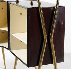 MANIFATTURA BRIANZOLA : Mobile bar con coppia di sgabelli  - Asta Asta 494 | DESIGN E ARTI DECORATIVE DEL NOVECENTO Online - Associazione Nazionale - Case d'Asta italiane