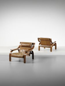 ZANUSO MARCO (1916 - 2001) - Coppia di poltrone mod. Woodline per Arflex, Milano