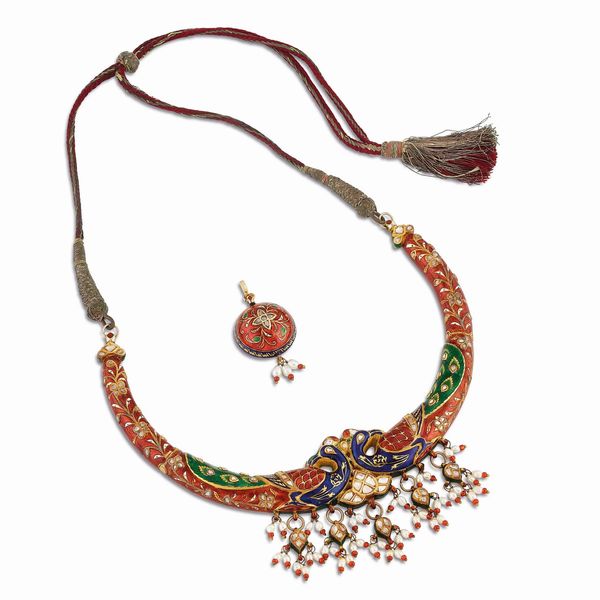 COLLANA INDIANA KUNDAN CON PERLE E DIAMANTI  - Asta GIOIELLI - Associazione Nazionale - Case d'Asta italiane
