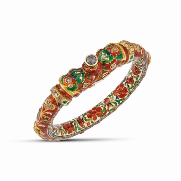 BRACCIALE RIGIDO INDIANO KUNDAN  - Asta GIOIELLI - Associazione Nazionale - Case d'Asta italiane