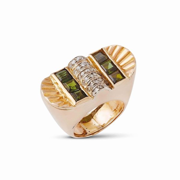 Codognato : CODOGNATO ANELLO A FASCIA CON PERIDOT E DIAMANTI  - Asta GIOIELLI - Associazione Nazionale - Case d'Asta italiane