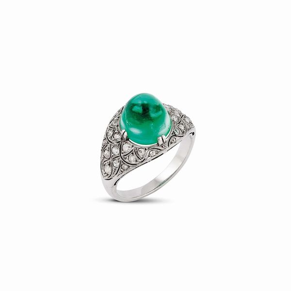 ANELLO CON SMERALDO COLOMBIANO E DIAMANTI  - Asta GIOIELLI - Associazione Nazionale - Case d'Asta italiane