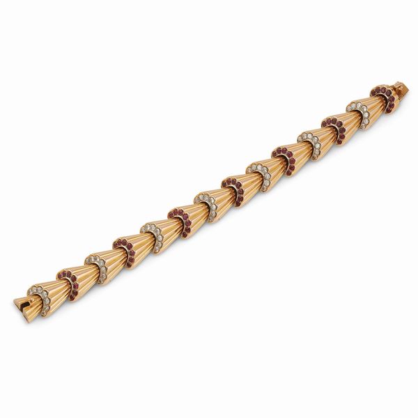 ILLARIO BRACCIALE CON RUBINI E DIAMANTI  - Asta GIOIELLI - Associazione Nazionale - Case d'Asta italiane