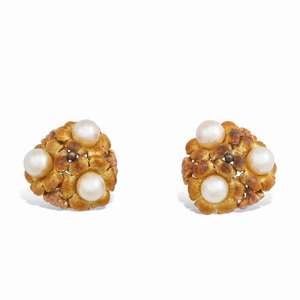BUCCELLATI COPPIA DI SPILLE FLOREALI  - Asta GIOIELLI - Associazione Nazionale - Case d'Asta italiane