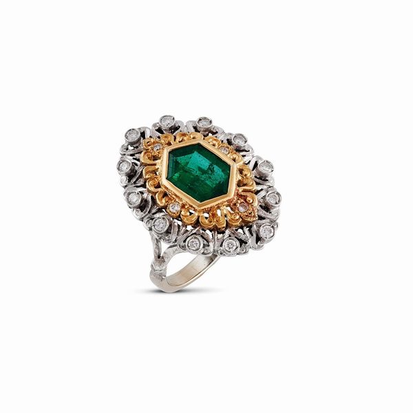 ANELLO CON SMERALDO E DIAMANTI  - Asta GIOIELLI - Associazione Nazionale - Case d'Asta italiane