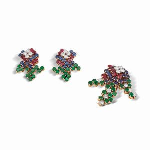 MAUBOUSSIN - MAUBOUSSIN DEMI PARURE CON PIETRE DI COLORE E DIAMANTI