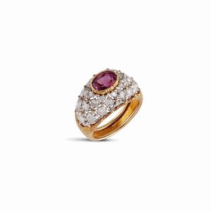 BUCCELLATI - BUCCELLATI ANELLO A CUPOLA CON RUBINO E DIAMANTI