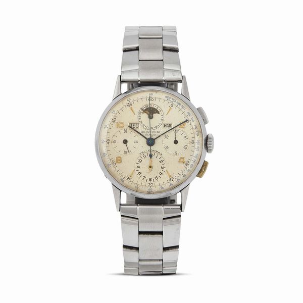 UNIVERSAL GENEVE : UNIVERSAL GENEVE TRICOMPAX REF. 22536 CALENDARIO COMPLETO E FASI LUNARI  - Asta OROLOGI - Associazione Nazionale - Case d'Asta italiane