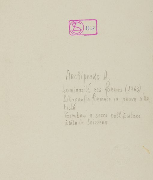 ARCHIPENKO ALEXANDER (1887 - 1964) : DA LES FORMES VIVANTES: LUMINOSITE' DES FORMES  - Asta Asta 496 | GRAFICA MODERNA, FOTOGRAFIA E MULTIPLI D'AUTORE Online - Associazione Nazionale - Case d'Asta italiane