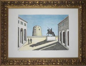 DE CHIRICO GIORGIO (1888 - 1978) : PIAZZA D' ITALIA CON STATA ECQUESTRE  - Asta Asta 496 | GRAFICA MODERNA, FOTOGRAFIA E MULTIPLI D'AUTORE Online - Associazione Nazionale - Case d'Asta italiane