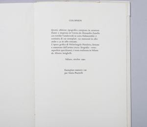 PISTOLETTO MICHELANGELO (n. 1933) : ESSERE E' L'IMPOSSIBILE  - Asta Asta 496 | GRAFICA MODERNA, FOTOGRAFIA E MULTIPLI D'AUTORE Online - Associazione Nazionale - Case d'Asta italiane