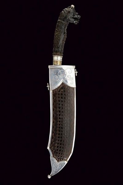 Bellissimo e raro coltello con fornimenti in argento in scatola  - Asta Rare Armi Antiche e Militaria da Tutto il Mondo - Associazione Nazionale - Case d'Asta italiane