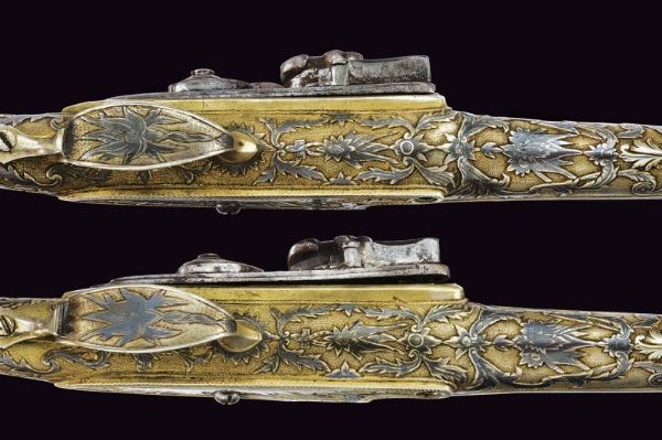 Paio di pistole a pietra focaia con fonde  - Asta Rare Armi Antiche e Militaria da Tutto il Mondo - Associazione Nazionale - Case d'Asta italiane