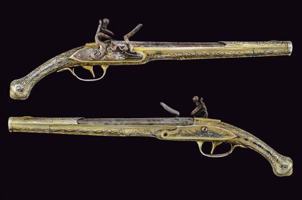 Paio di pistole a pietra focaia con fonde  - Asta Rare Armi Antiche e Militaria da Tutto il Mondo - Associazione Nazionale - Case d'Asta italiane