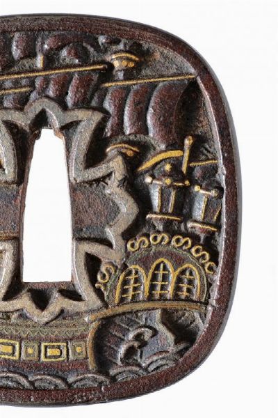 Tsuba con rara decorazione Kirishitan  - Asta Rare Armi Antiche e Militaria da Tutto il Mondo - Associazione Nazionale - Case d'Asta italiane