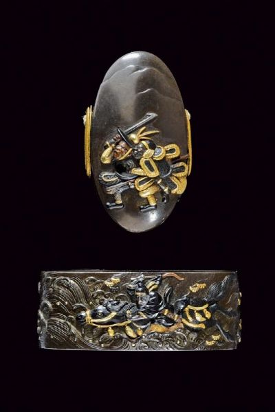 Eleganti fuchi e kashira, mei: Mitomo Tamagawa  - Asta Rare Armi Antiche e Militaria da Tutto il Mondo - Associazione Nazionale - Case d'Asta italiane