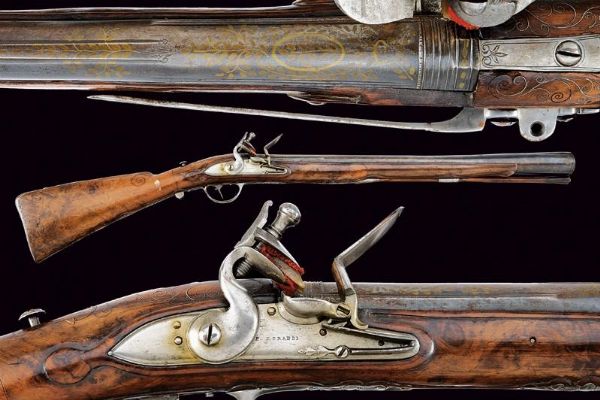 Bel trombone scavezzo a pietra focaia di Lorandi  - Asta Rare Armi Antiche e Militaria da Tutto il Mondo - Associazione Nazionale - Case d'Asta italiane