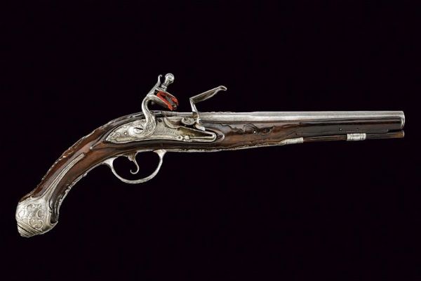 Pistola a pietra focaia di S. Salvadori  - Asta Rare Armi Antiche e Militaria da Tutto il Mondo - Associazione Nazionale - Case d'Asta italiane