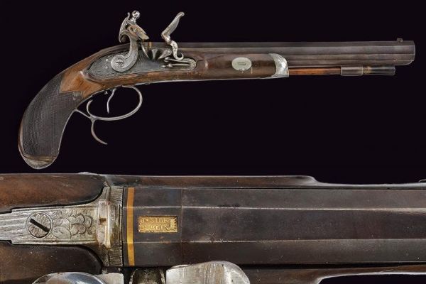 Pistola a pietra focaia da tiro di Silk  - Asta Rare Armi Antiche e Militaria da Tutto il Mondo - Associazione Nazionale - Case d'Asta italiane