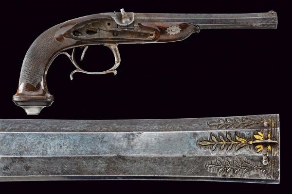 Elegante pistola da ufficiale priva di batteria  - Asta Rare Armi Antiche e Militaria da Tutto il Mondo - Associazione Nazionale - Case d'Asta italiane