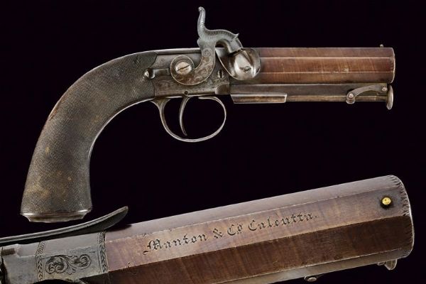 Rara pistola a luminello da viaggio di Manton  - Asta Rare Armi Antiche e Militaria da Tutto il Mondo - Associazione Nazionale - Case d'Asta italiane