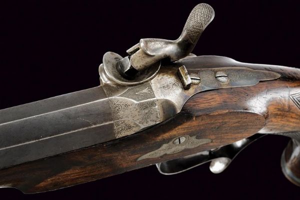 Elegante pistola a luminello in cassetta di Rieger  - Asta Rare Armi Antiche e Militaria da Tutto il Mondo - Associazione Nazionale - Case d'Asta italiane