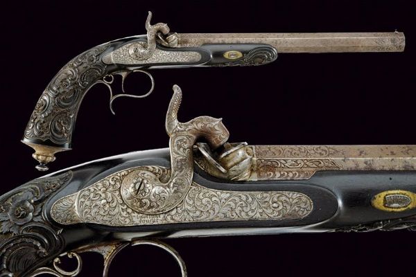 Pistola a luminello da tiro in cassetta di Gastinne Renette  - Asta Rare Armi Antiche e Militaria da Tutto il Mondo - Associazione Nazionale - Case d'Asta italiane