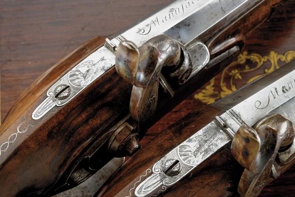 Paio di pistole di Boutet ridotte a luminello, in cassetta  - Asta Rare Armi Antiche e Militaria da Tutto il Mondo - Associazione Nazionale - Case d'Asta italiane