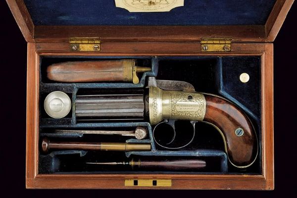 Raro pepperbox revolver in cassetta di W. A. Beckwith  - Asta Rare Armi Antiche e Militaria da Tutto il Mondo - Associazione Nazionale - Case d'Asta italiane